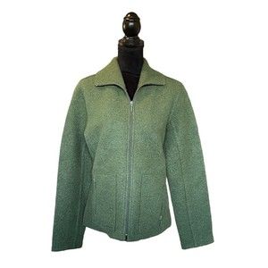 Alexandra Bartlett Womans Large Green 100% Wool Full Zip Jacket